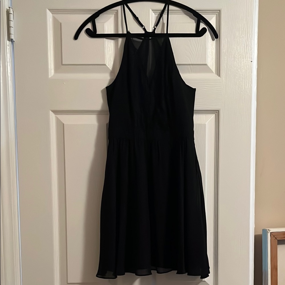 Elegant Black Chiffon Halter Dress